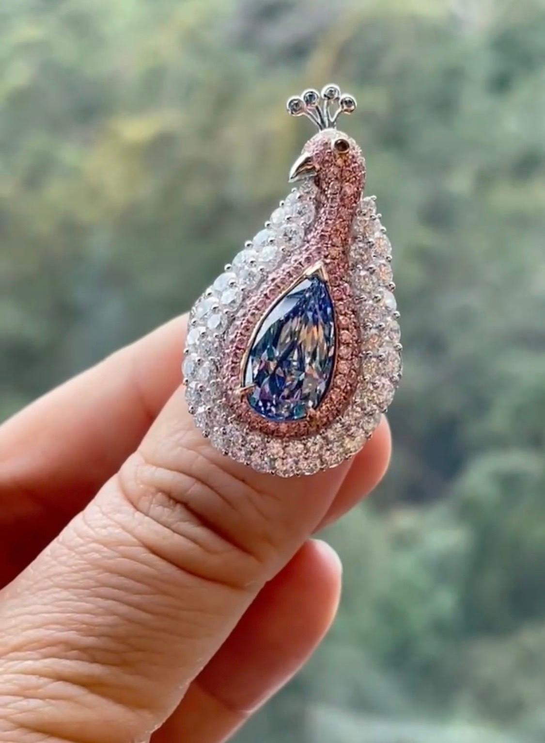 Pear Cut Emilio Jewelry GIA Certified 4.50 Carat Fancy Light Pure Blue Diamond Multipiece