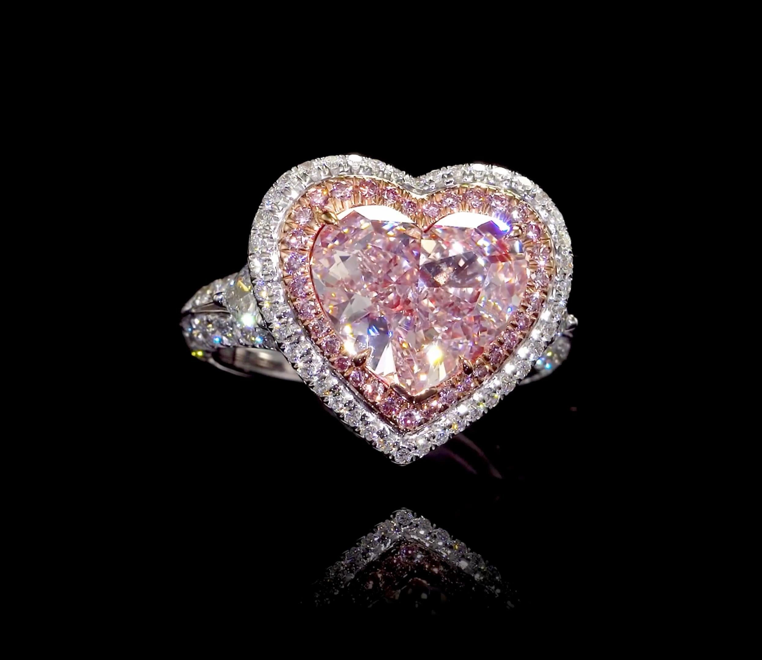 Women's or Men's Emilio Jewelry Gia Certified 4.50 Carat Internally Flawless Pink Diamond Ring For Sale
