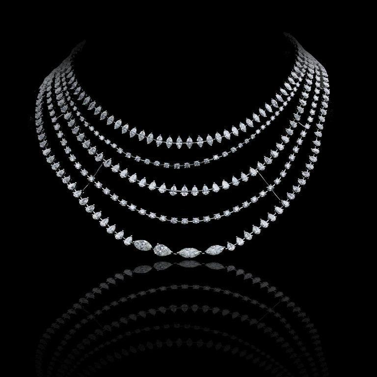Emilio Jewelry Gia zertifizierte 46 Karat Diamant-Choker-Halskette   (Tropfenschliff) im Angebot