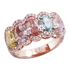 Emilio Jewelry Gia Certified 4.78 Carat Natural Exotic Fancy Color Diamond Band