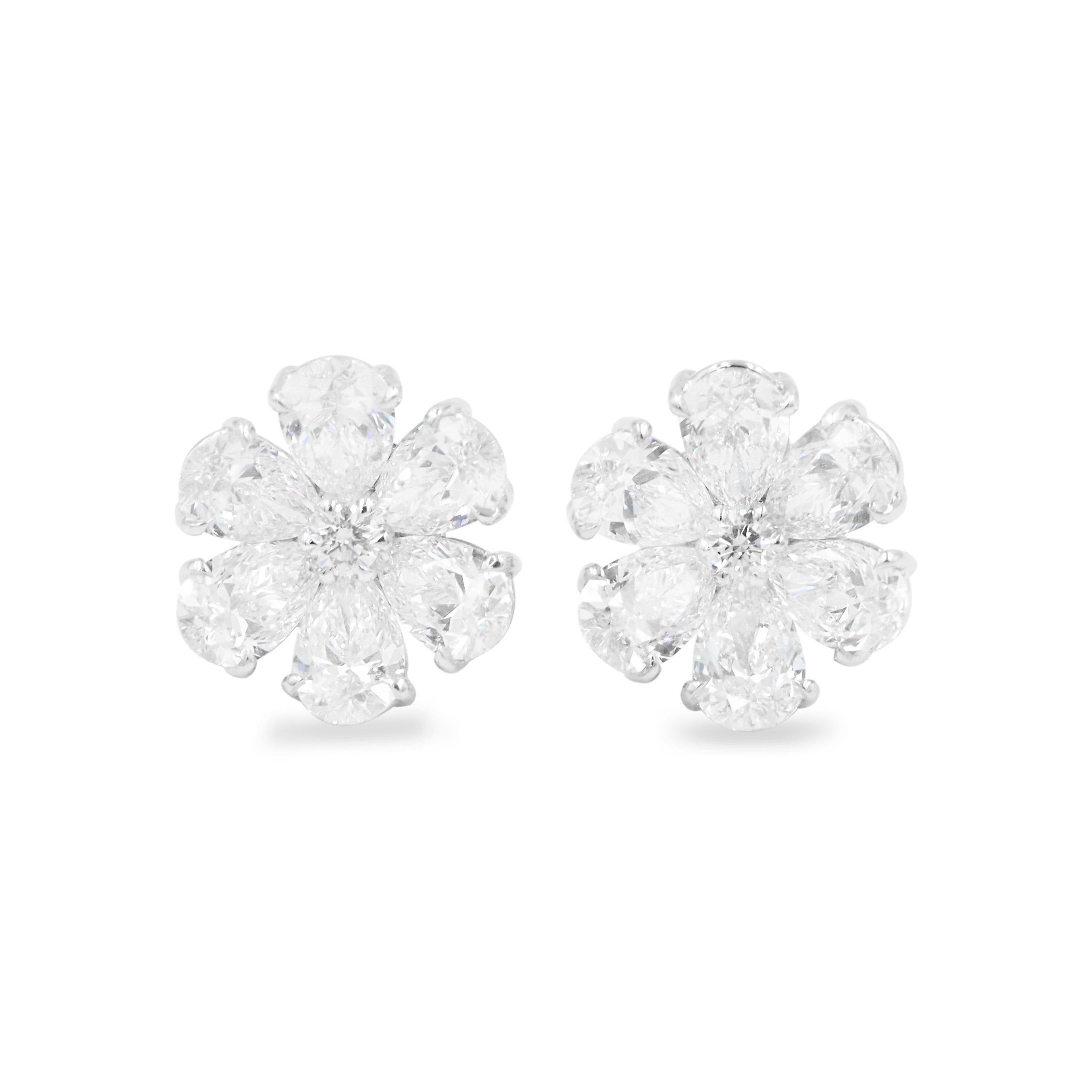 Pear Cut Emilio Jewelry Gia Certified .50 Carat Each Diamond Cluster Earrings For Sale