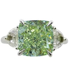 Emilio Jewelry GIA Certified 5.00 Carat Fancy Green Diamond Ring