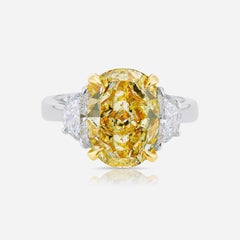 Emilio Jewelry GIA Certified 5.00 Carat Fancy Yellow Diamond Ring