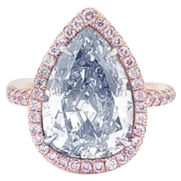 Emilio Jewelry GIA Certified 5.00 Carat Pure Light Blue Diamond Ring
