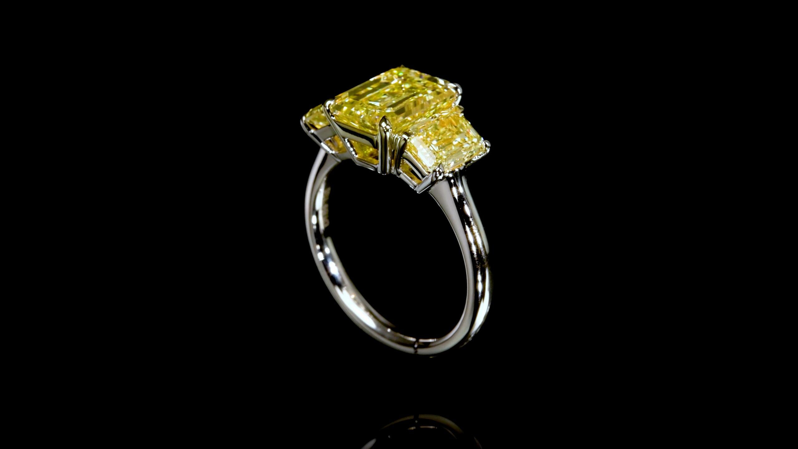 Emilio Jewelry Gia Certified 5.26 Carat Yellow Diamond Ring  In New Condition For Sale In New York, NY
