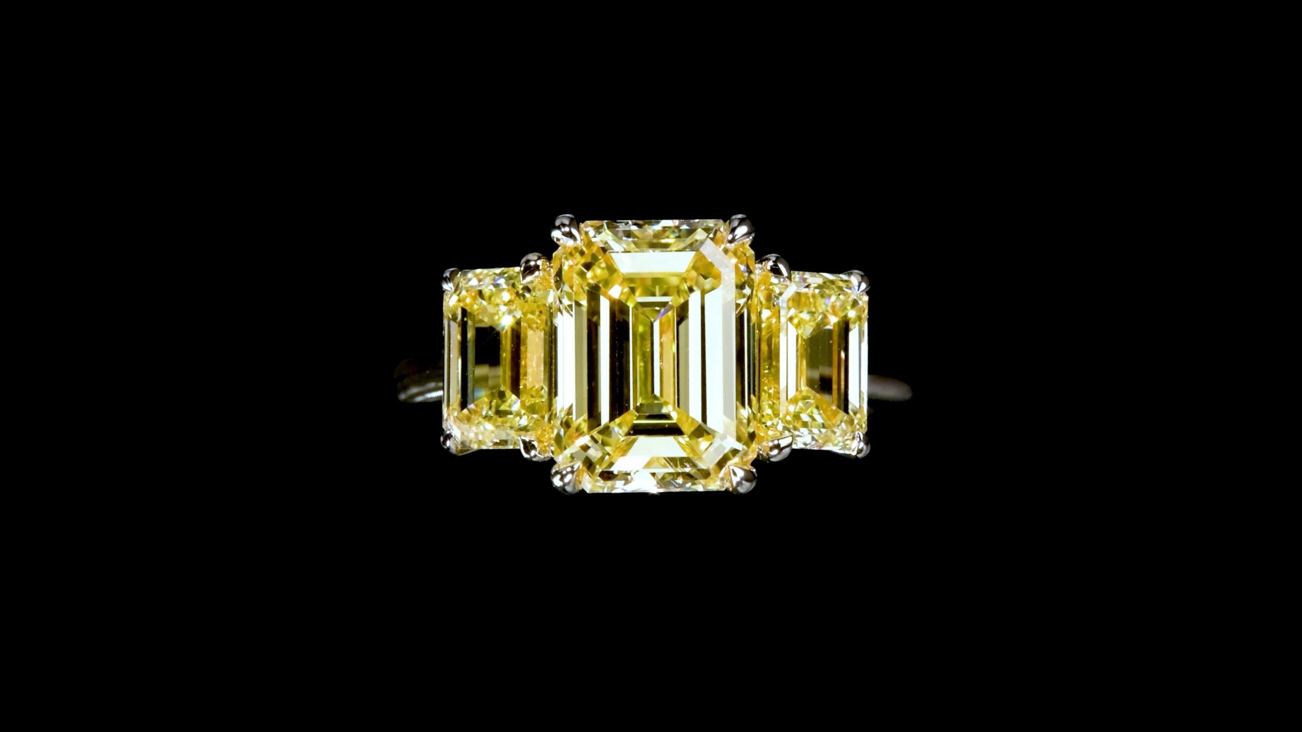 Emilio Jewelry Gia Certified 5.26 Carat Yellow Diamond Ring  For Sale 2