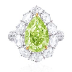Emilio Jewelry GIA Certified 5.50 Carat Fancy Green Diamond Ring