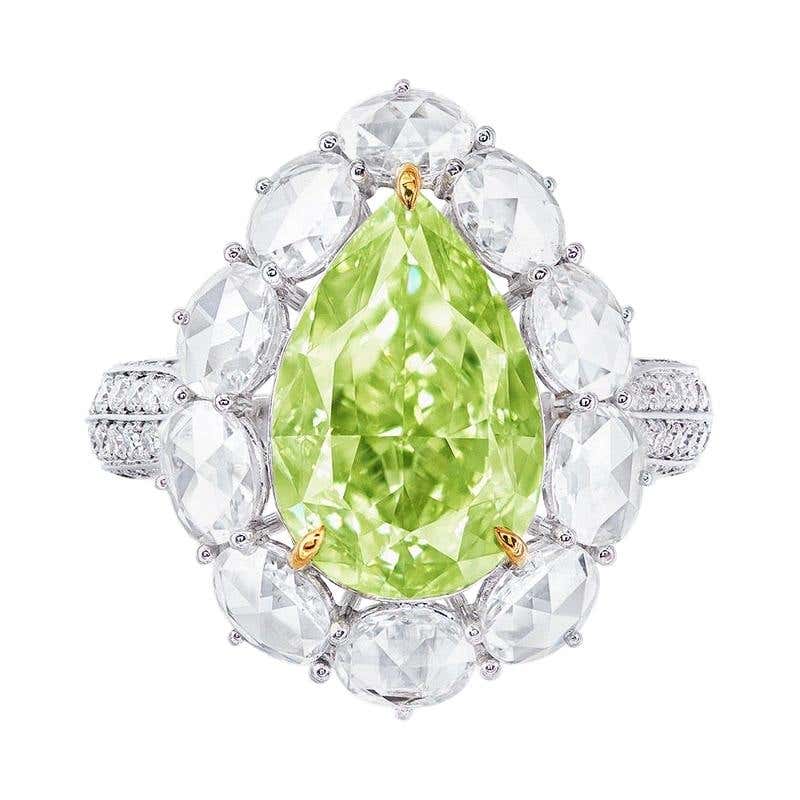 Emilio Jewelry GIA Certified Fancy Green Diamond Ring at 1stDibs ...