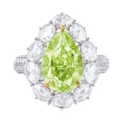 Emilio Jewelry GIA Certified 5.50 Carat Fancy Green Diamond Ring