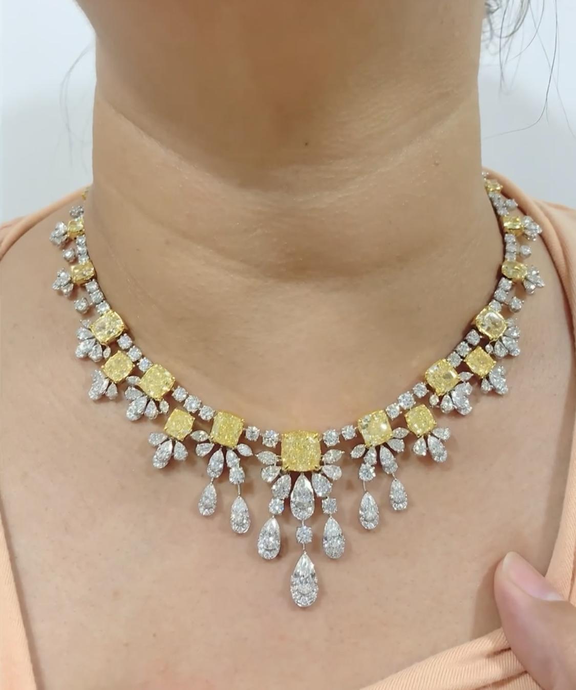 Emilio Jewelry Gia Certified 56.00 Carat Yellow Diamond Necklace In New Condition For Sale In New York, NY