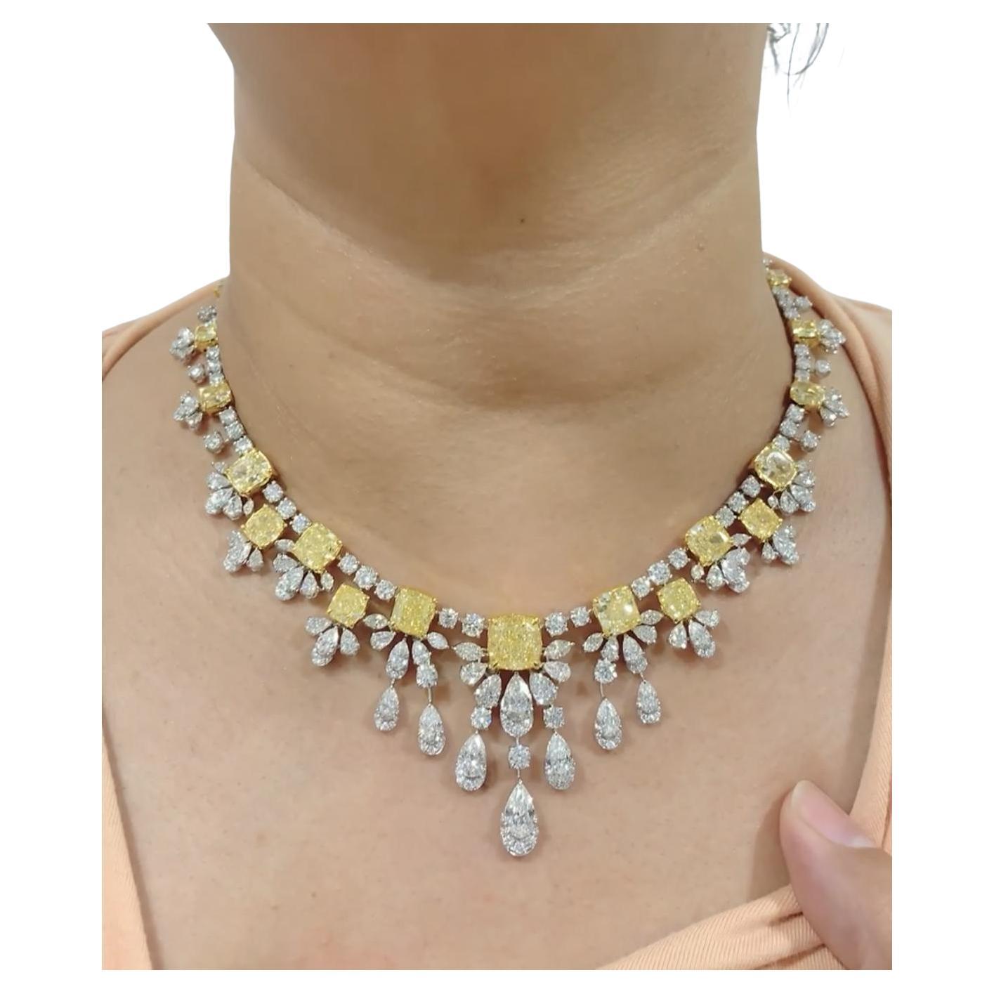Emilio Jewelry Gia Certified 56.00 Carat Yellow Diamond Necklace