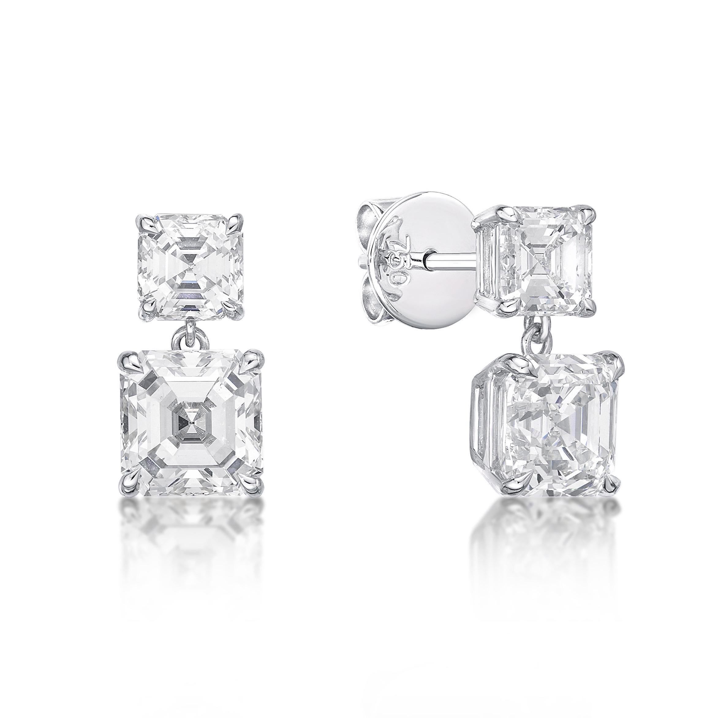 Emilio Jewelry Gia Certified 5.68 Carat Asscher Cut Diamond Stud Earrings  In New Condition For Sale In New York, NY