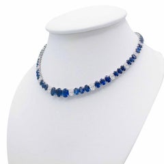 Emilio Jewelry Gia Certified 57.00 Carat Oval Sapphire Diamond Necklace