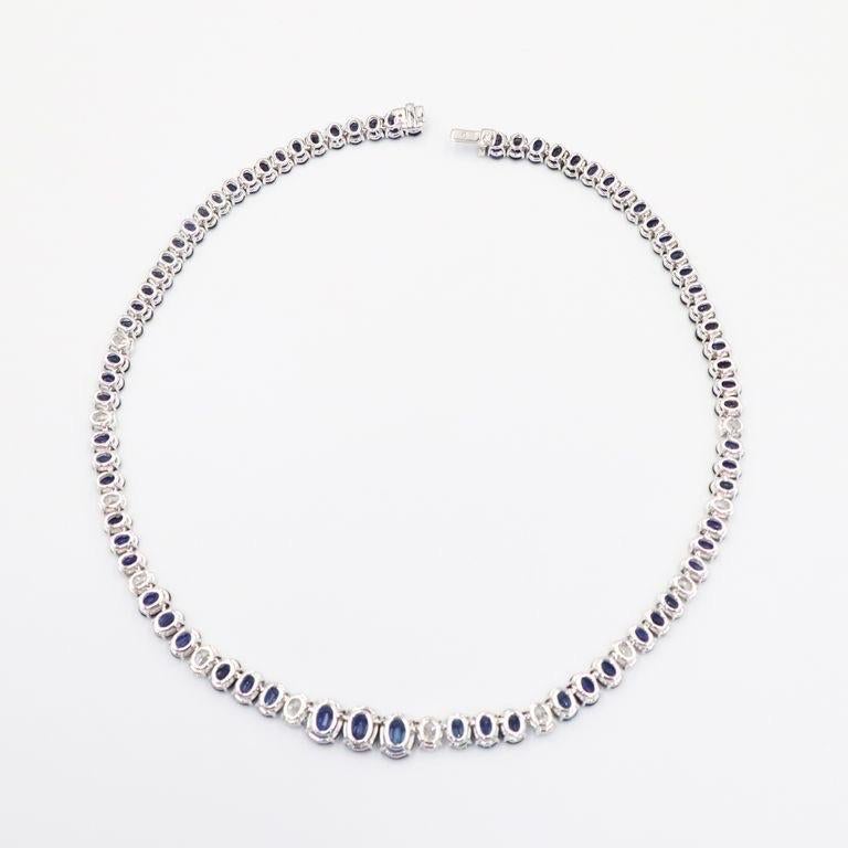 Women's or Men's Emilio Jewelry Gia Certified 57.00 Carat Oval Sapphire Diamond Necklace For Sale