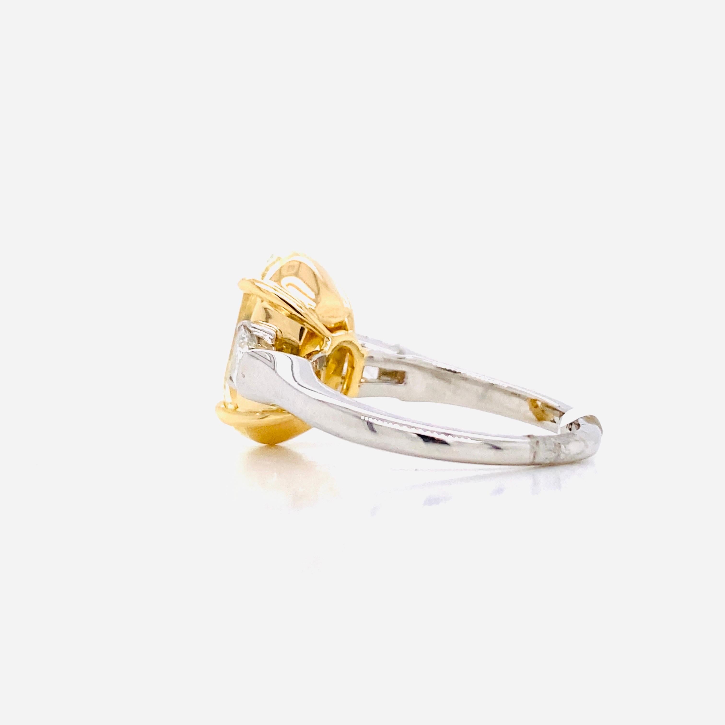 Women's or Men's Emilio Jewelry GIA Certified 5.75 Carat Oval Fancy Yellow Diamond Ring For Sale