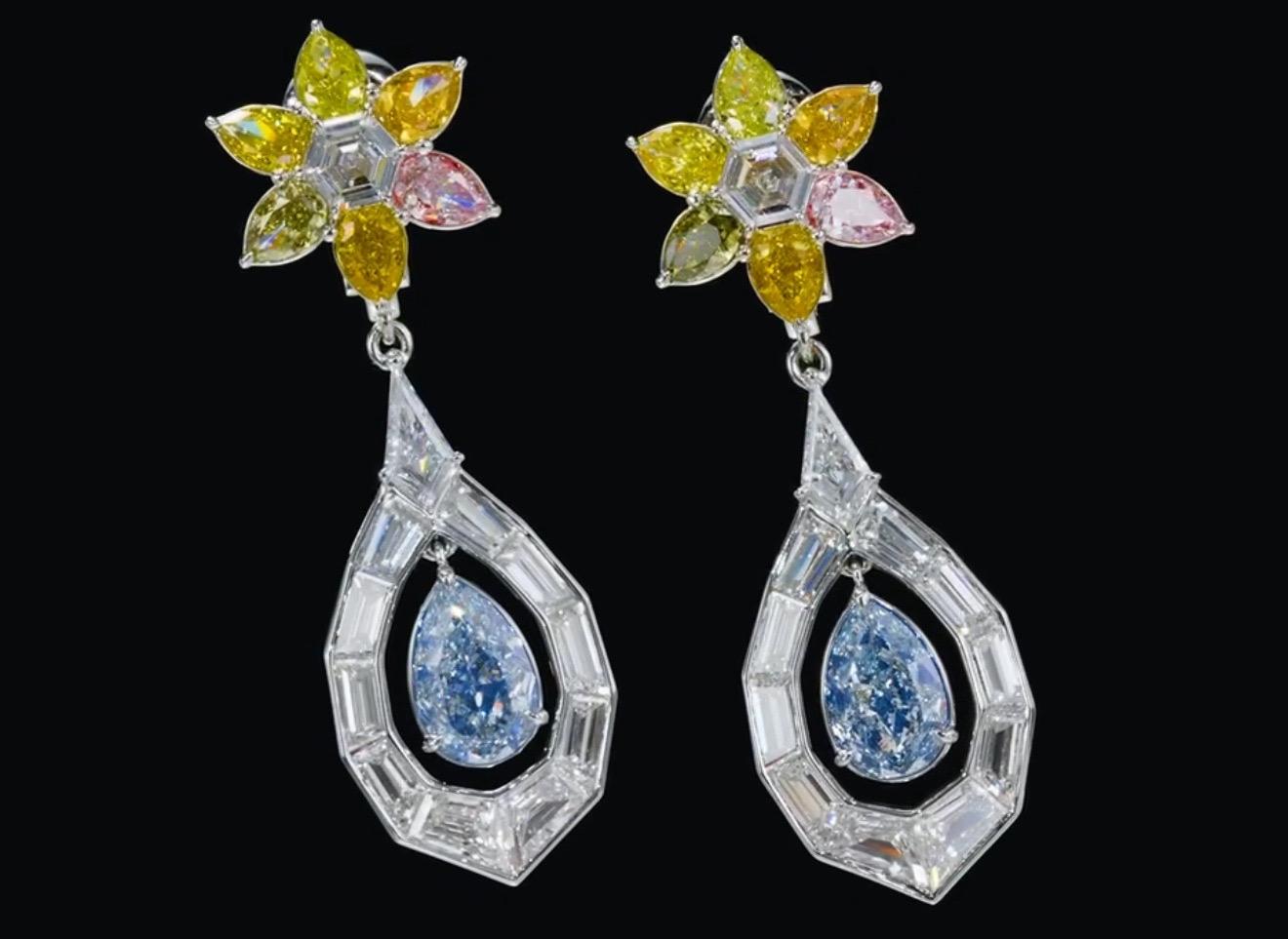 Emilio Jewelry Gia Certified 6.00 Carat Fancy Blue Diamond Earring In New Condition For Sale In New York, NY