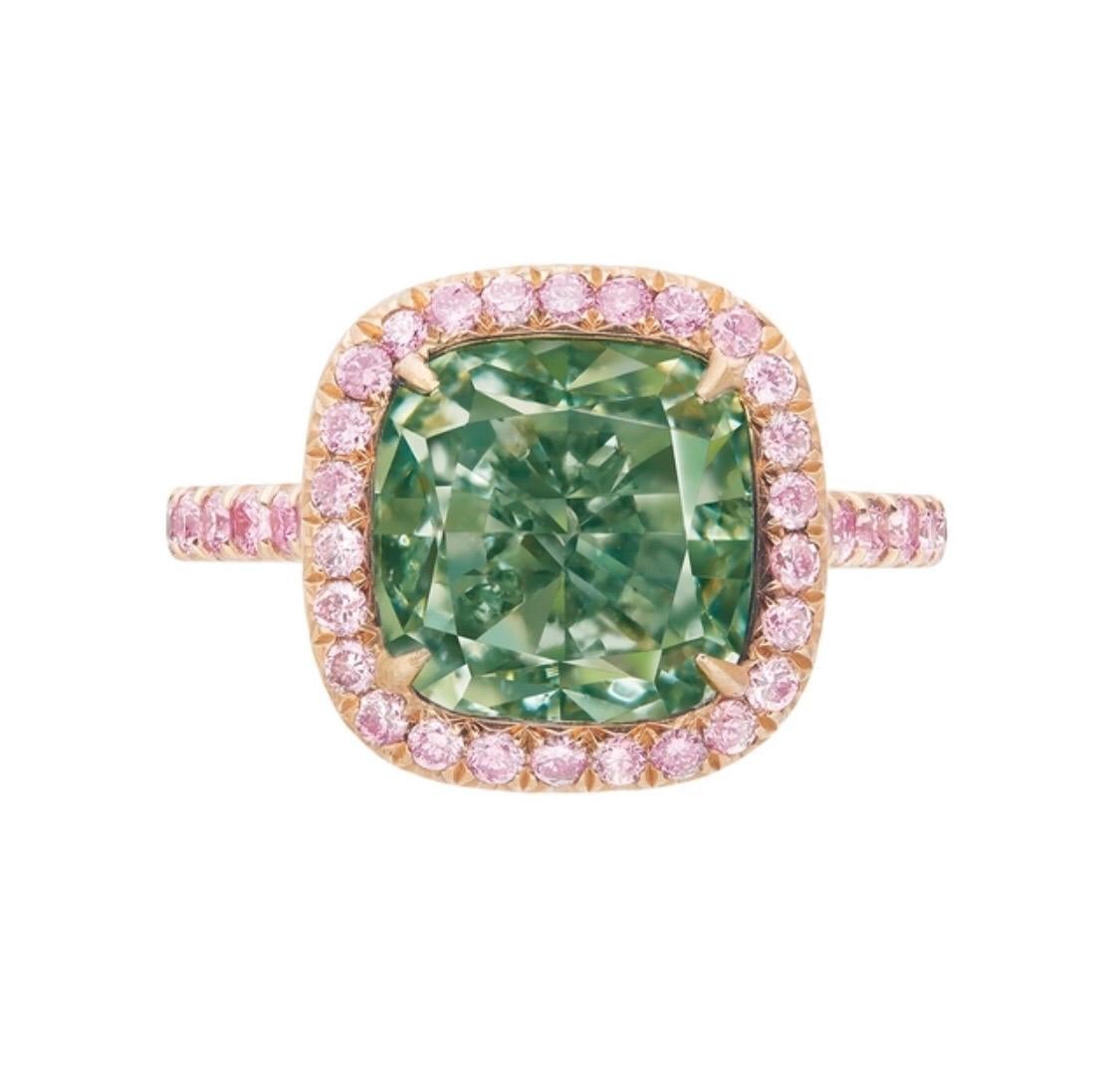 Emilio Jewelry GIA Certified 6.00 Carat Fancy Intense Green Diamond Ring In New Condition For Sale In New York, NY