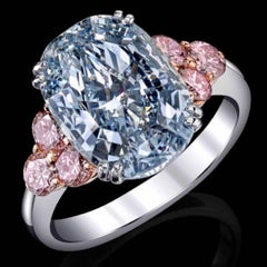 Emilio Jewelry GIA Certified 6.00 Carat Natural Fancy Blue Diamond Ring