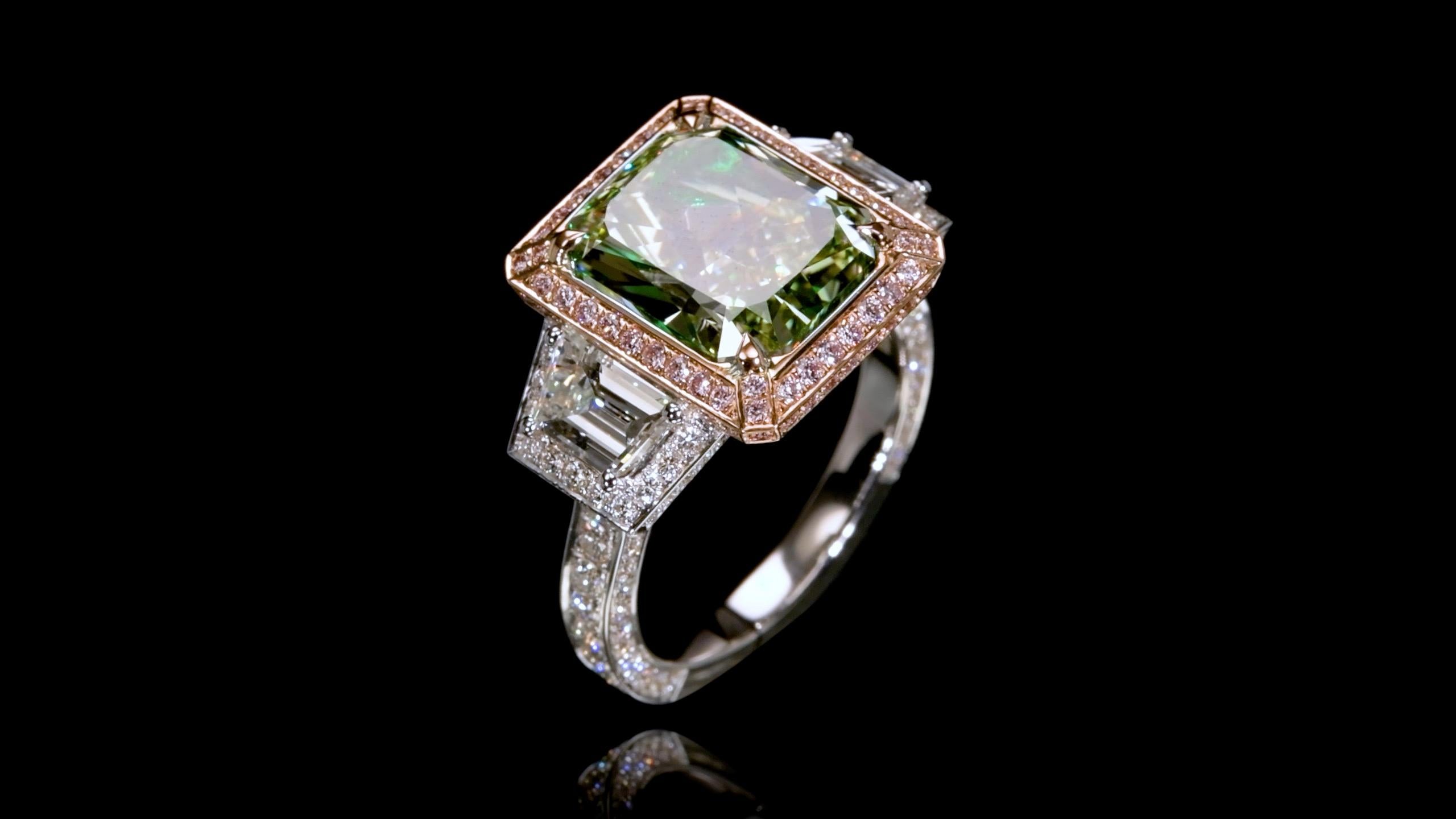 Emilio Jewelry Gia Certified 6.00 Carat Natural Green Diamond Ring  In New Condition For Sale In New York, NY