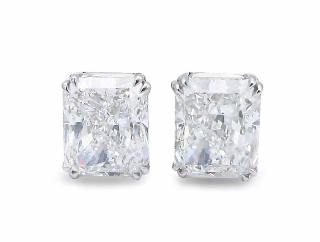 Emilio Jewelry GIA Certified 6.00 Carat Radiant Cut Diamond Studs In New Condition For Sale In New York, NY