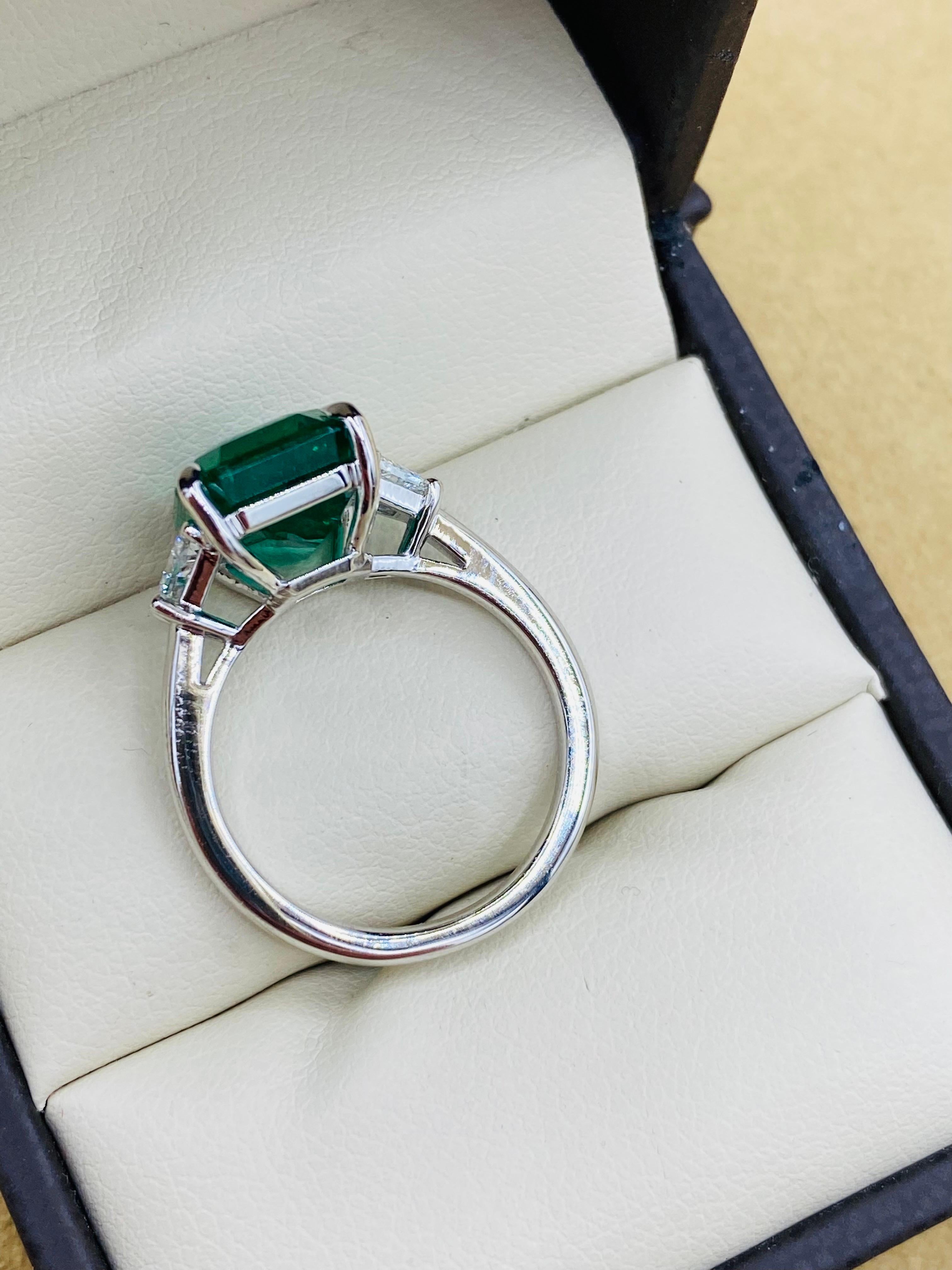 Emilio Jewelry GIA Certified 6.01 Carat Emerald Diamond Ring For Sale 6
