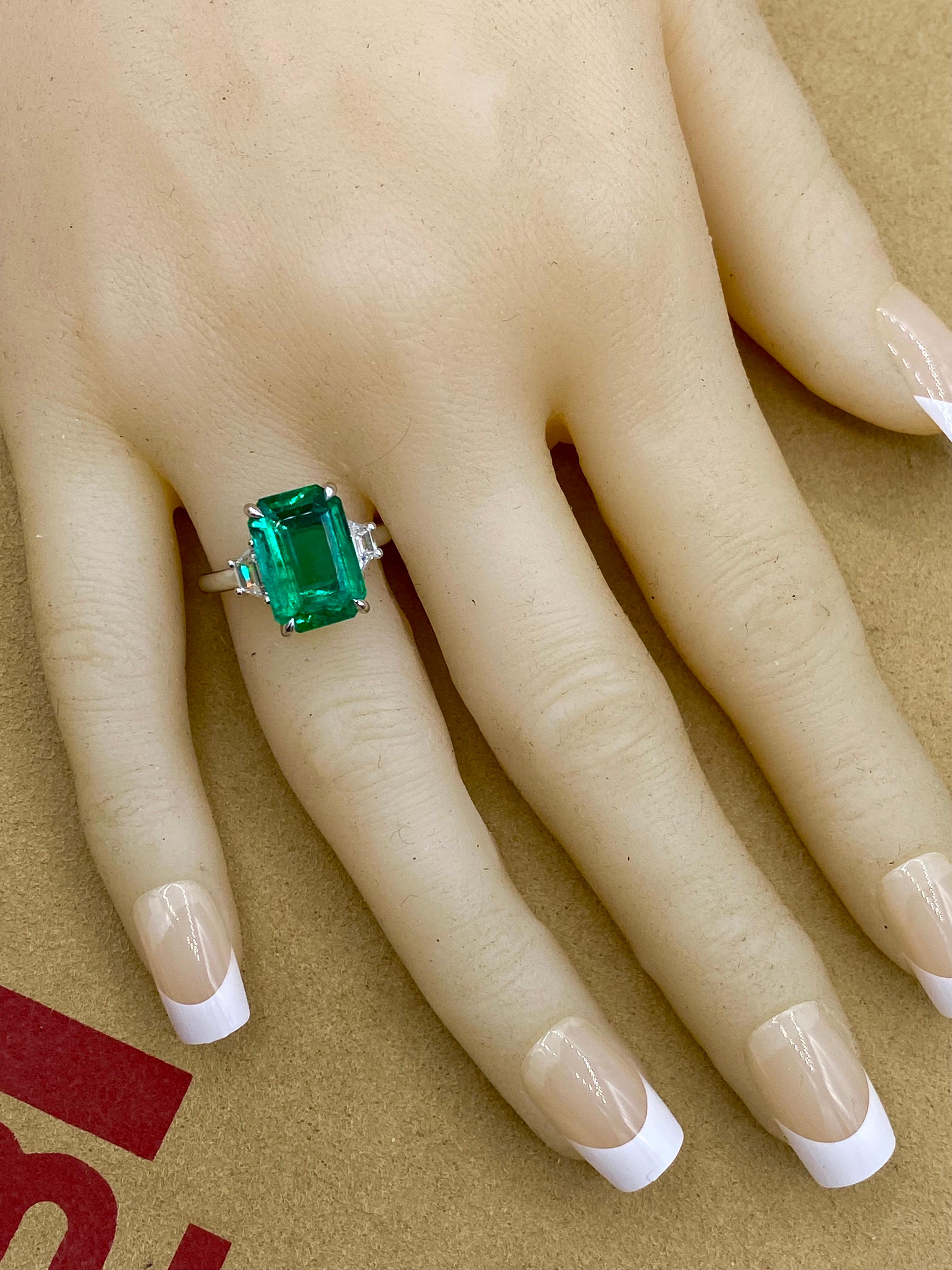 Emilio Jewelry GIA Certified 6.01 Carat Emerald Diamond Ring For Sale 8