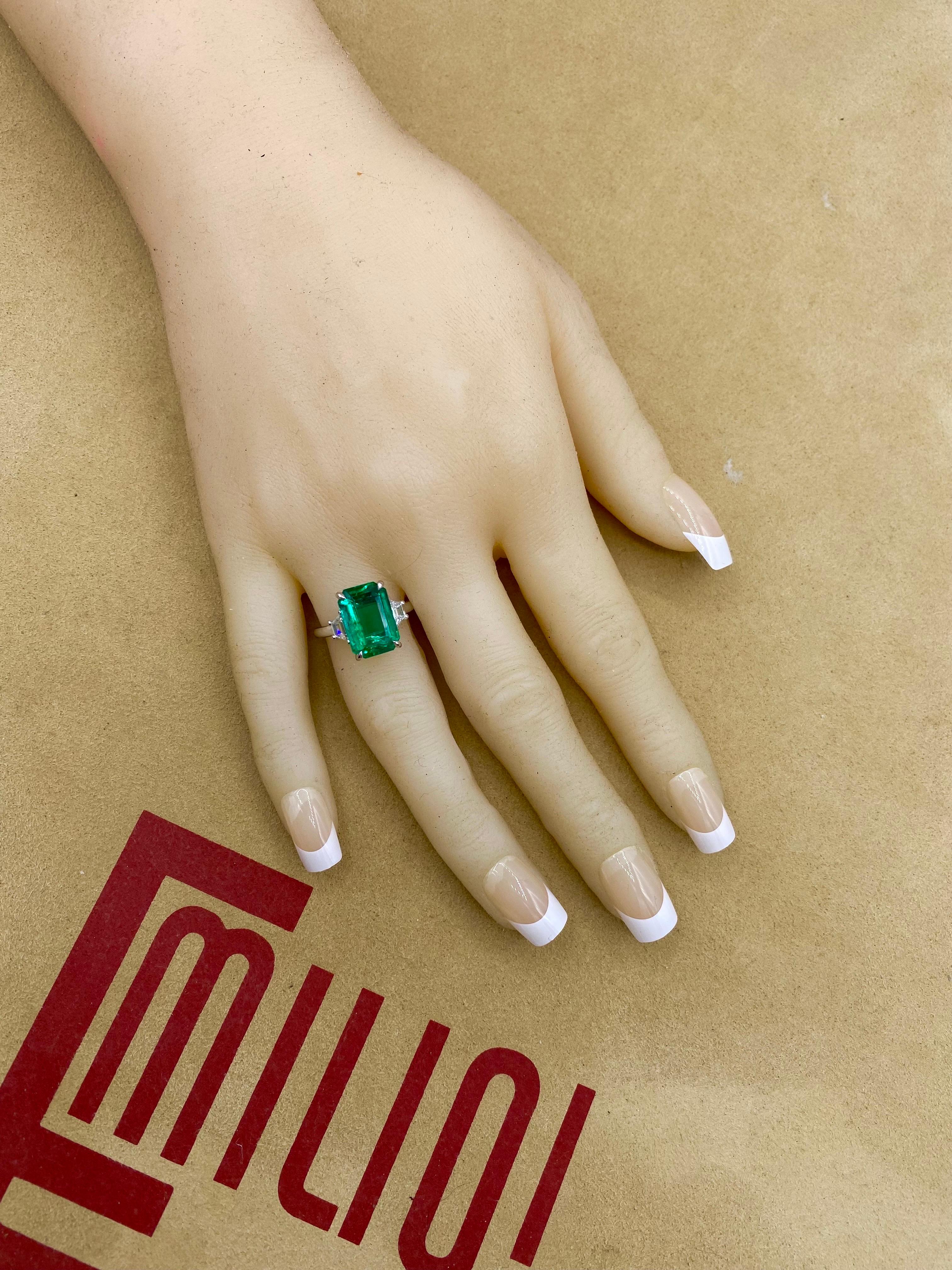 Emilio Jewelry GIA Certified 6.01 Carat Emerald Diamond Ring For Sale 9