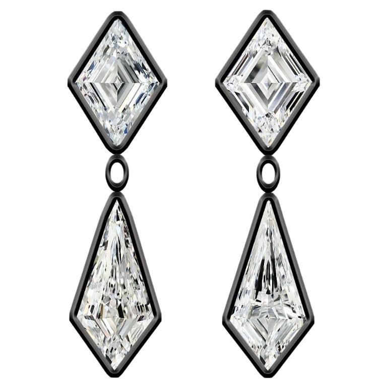 Emilio Jewelry Gia Certified 6.21 Carat Lozenge Kite Diamond Earring