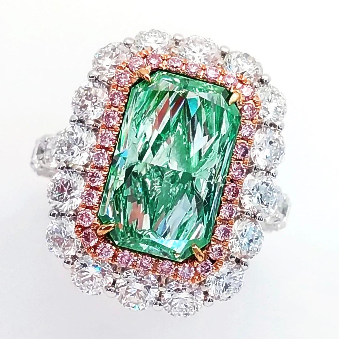 natural green diamond ring