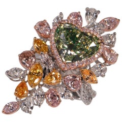 Emilio Jewelry GIA Certified 6.50 Carat Fancy Green Diamond Heart Ring