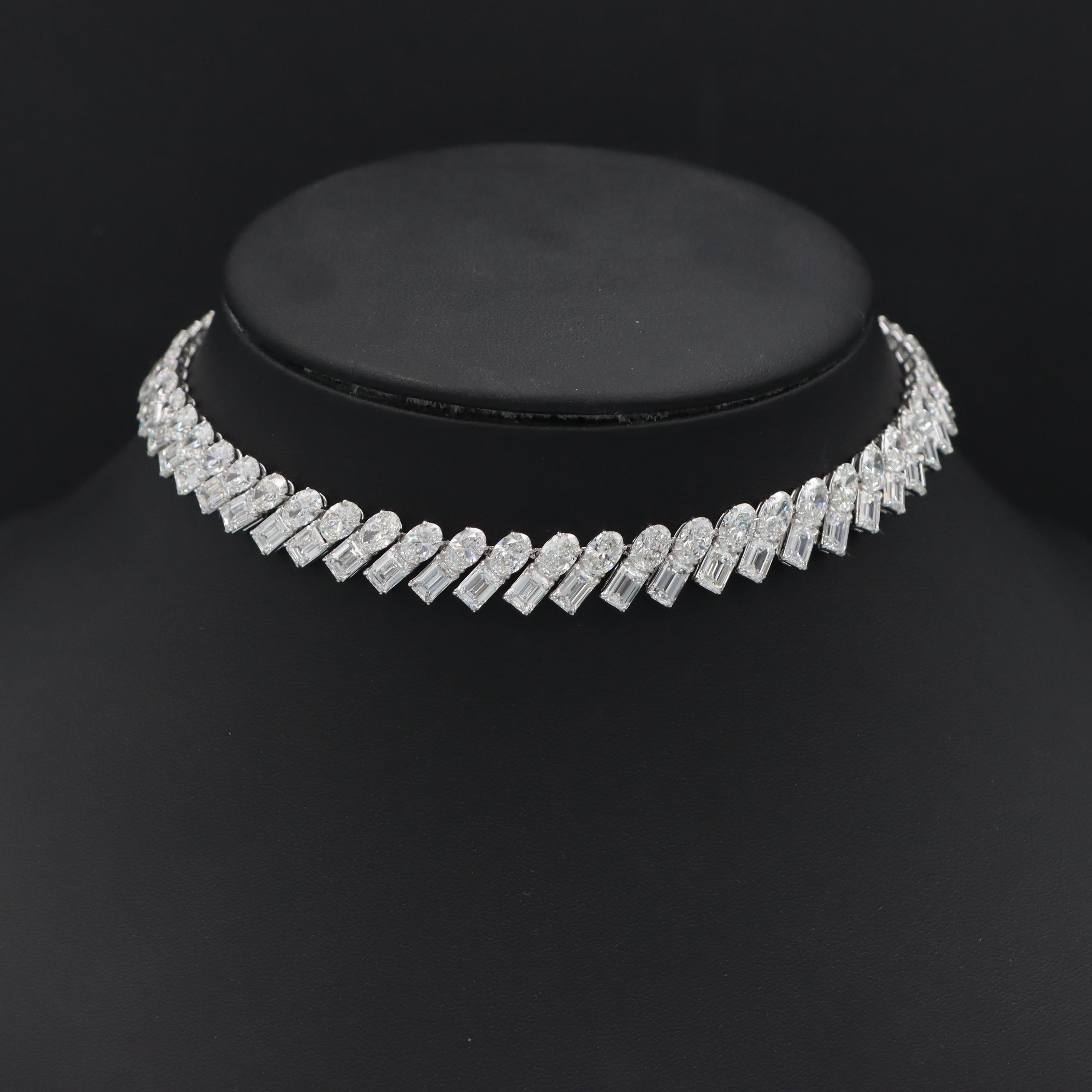 Emerald Cut Emilio Jewelry Gia Certified 67 Carat Diamond Choker Necklace For Sale