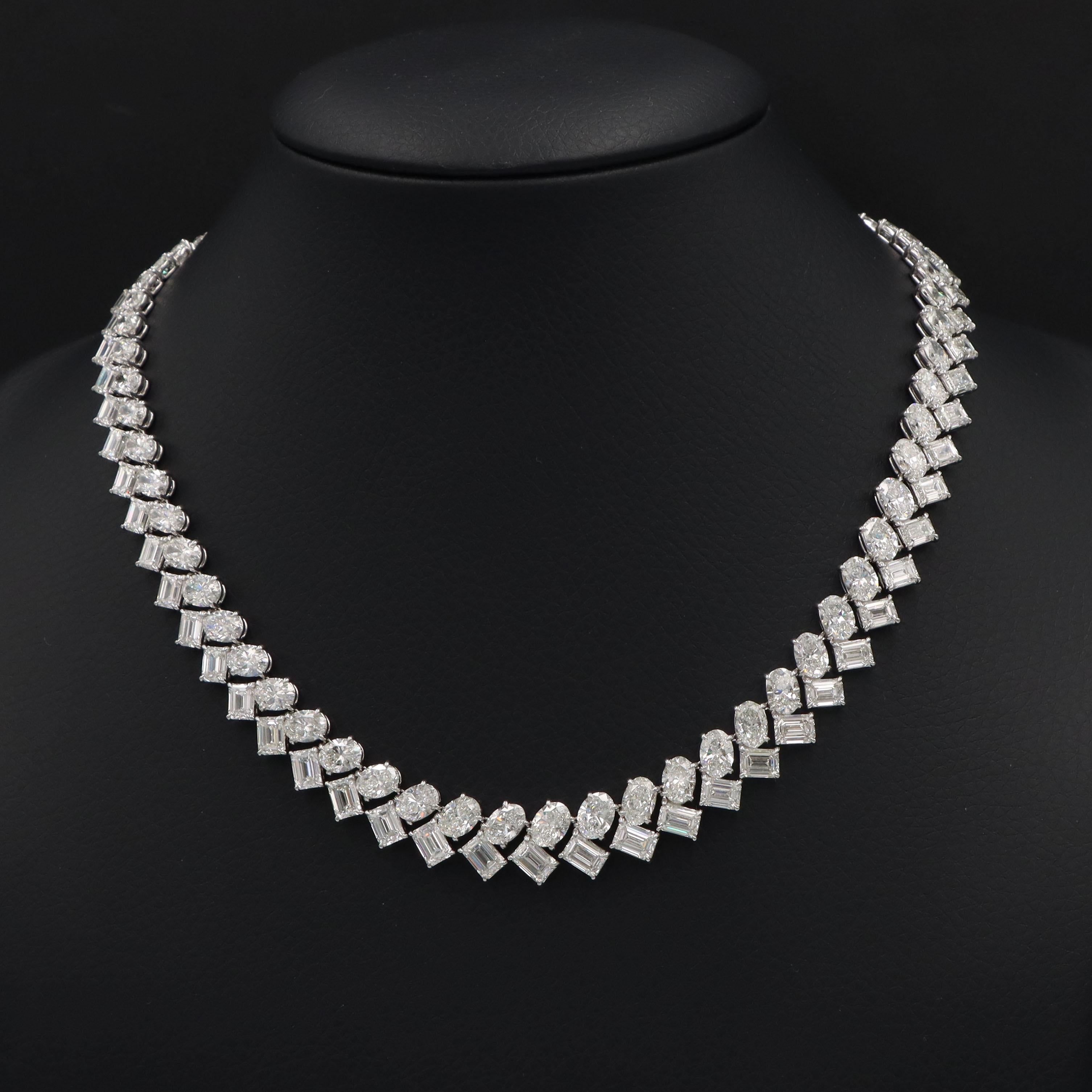 Oval Cut Emilio Jewelry Gia Certified 67.00 Carat Diamond Necklace  For Sale