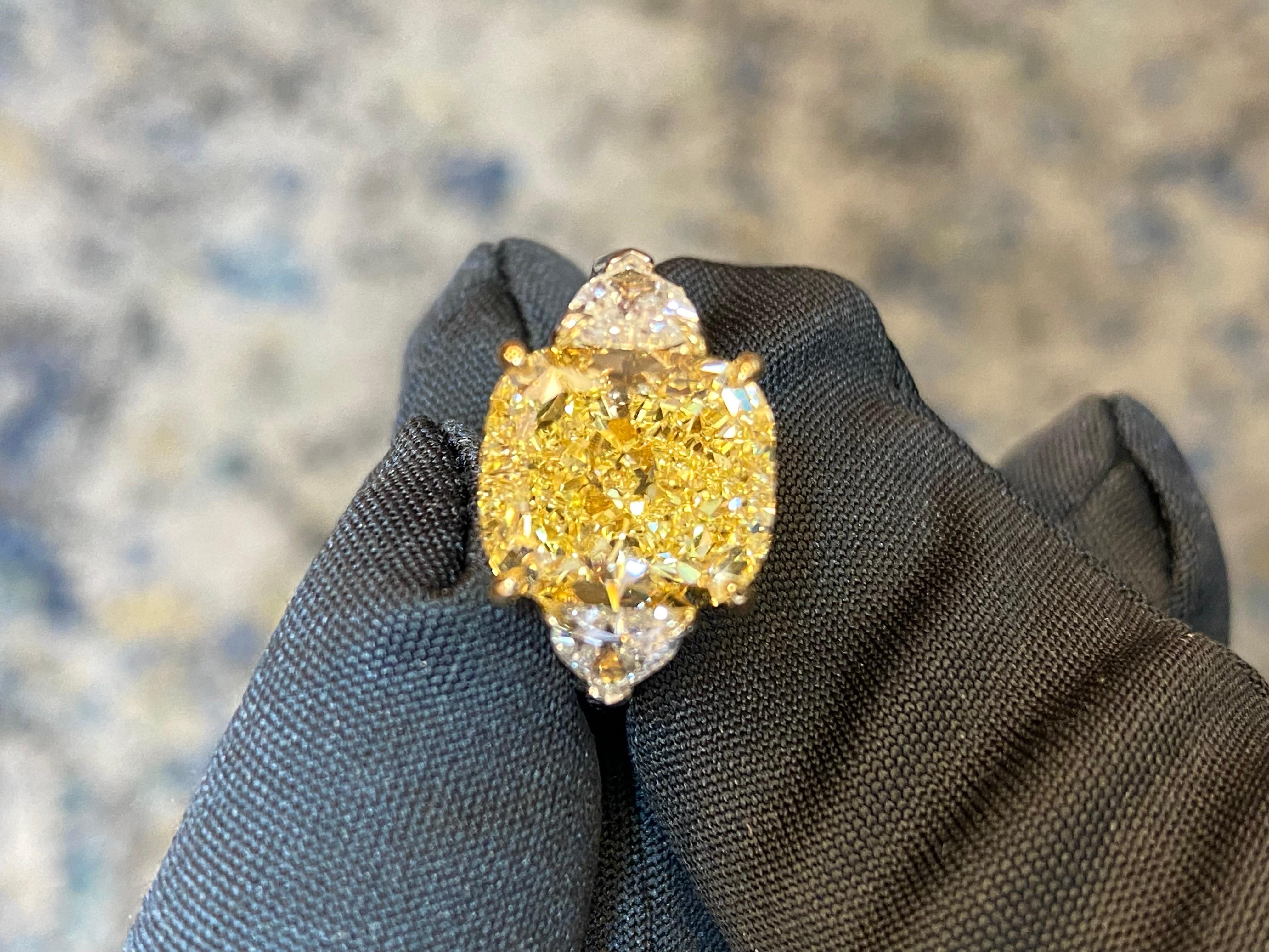 Emilio Jewelry GIA Certified 6.75 Carat Fancy Intense Yellow Diamond Ring For Sale 1