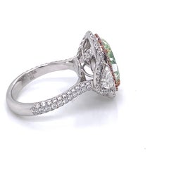 Emilio Jewelry GIA Certified 6.96 Carat Greenish Diamond Ring