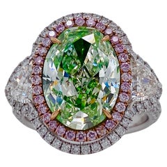 Emilio Jewelry, bague en diamant vert-de-gris certifié GIA de 6,96 carats