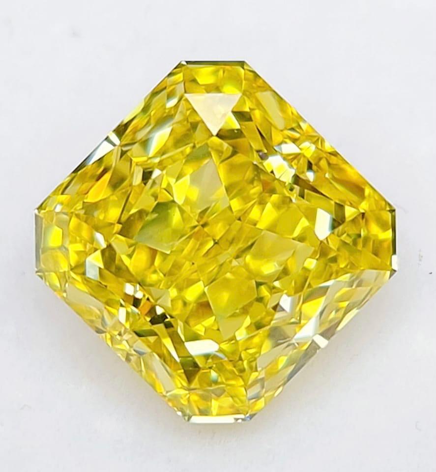 Radiant Cut Emilio Jewelry GIA Certified 7.00 Carat Fancy Vivid Yellow Diamond For Sale