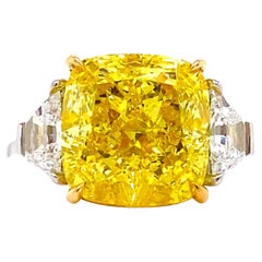 Emilio Jewelry Gia Certified 7.00 Carat Fancy Vivid Yellow Diamond Ring