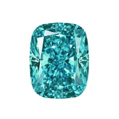 Emilio Jewelry Gia Certified .75 Carat Vivid Green Blue Diamond