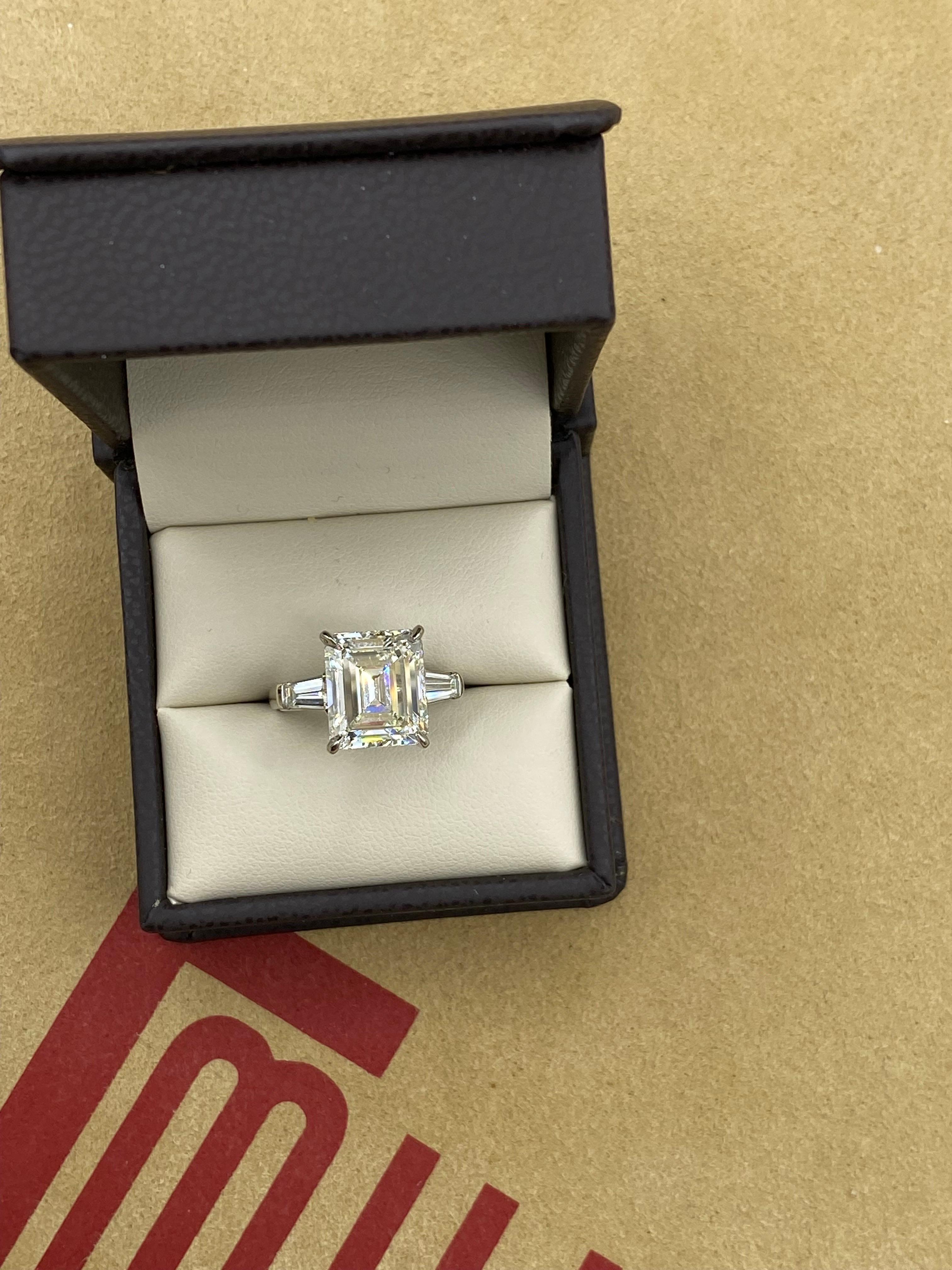 Emilio Jewelry Gia Certified 7.75 Carat Emerald Cut Diamond Ring In New Condition For Sale In New York, NY