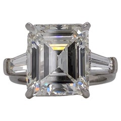 Emilio Jewelry Gia Certified 7.75 Carat Emerald Cut Diamond Ring
