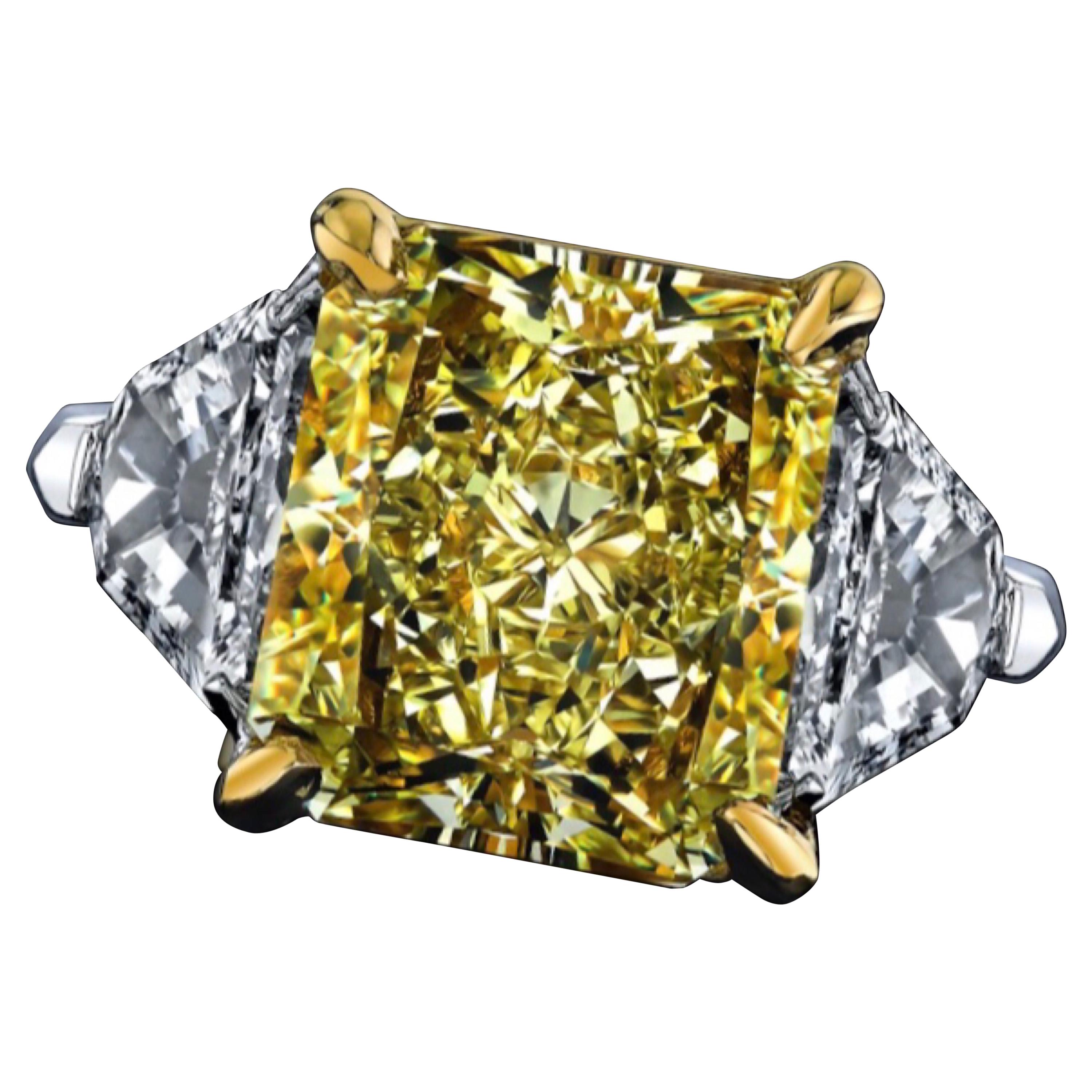 Emilio Jewelry GIA Certified 8.00 Carat Fancy Yellow Diamond Ring