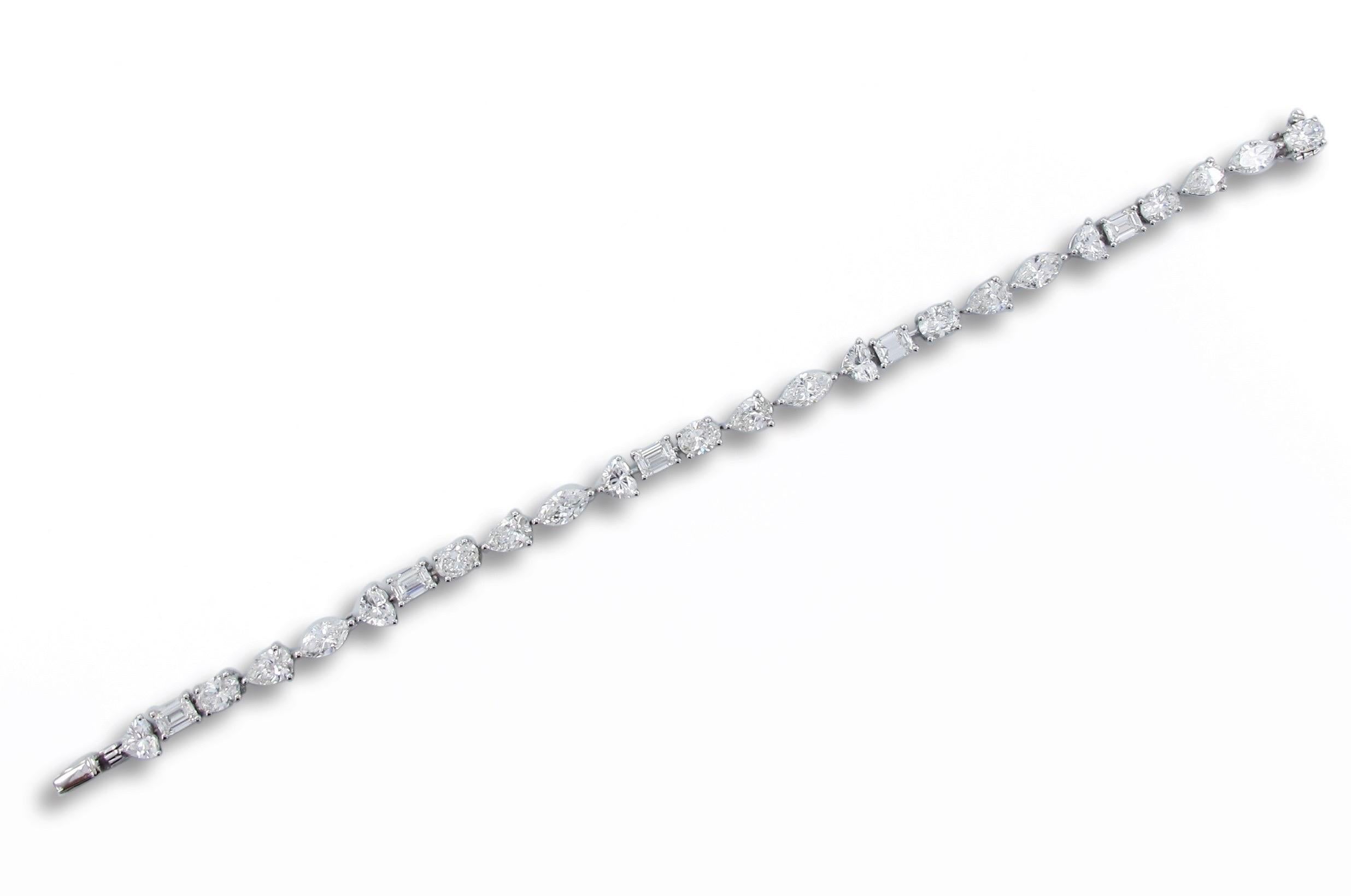 Taille mixte Emilio Jewelry Bracelet de diamants multiformes de 8,00 carats certifiés GIA  en vente