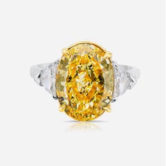 Emilio Jewelry GIA Certified 8.00 Carat Oval Fancy Intense Yellow Diamond Ring