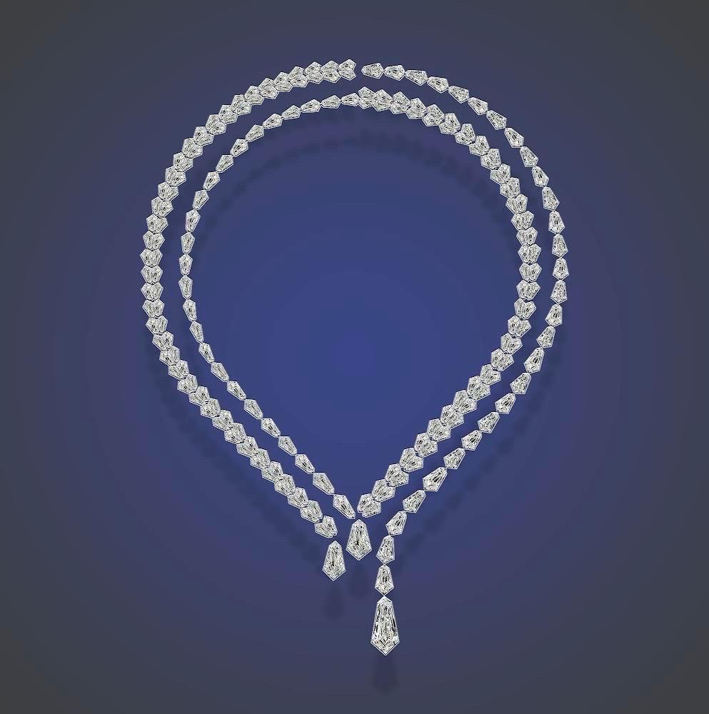 Emilio Jewelry Gia Certified 81.80 Carat Diamond Kite Shape Necklace In New Condition In New York, NY