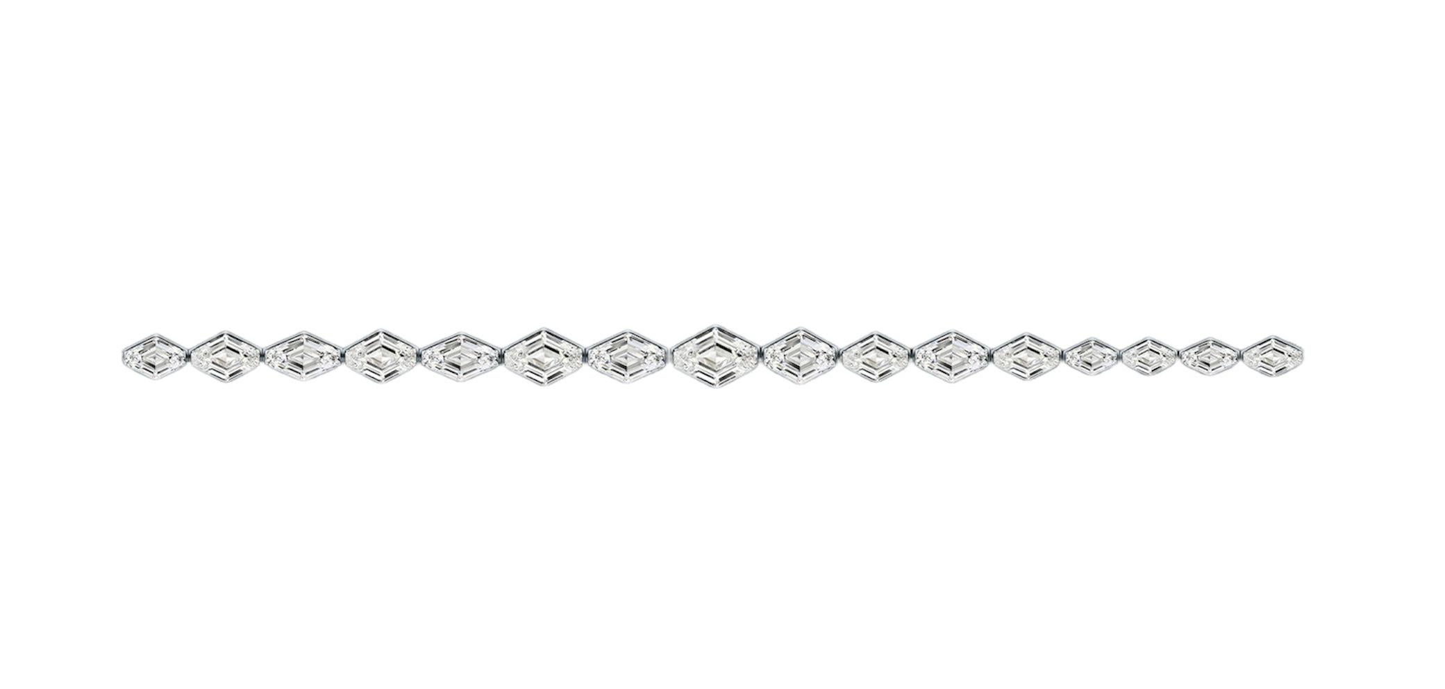 Kite Cut Emilio Jewelry Gia Certified .90 Carat Each Lozenge Cut Diamond Bracelet Layout For Sale