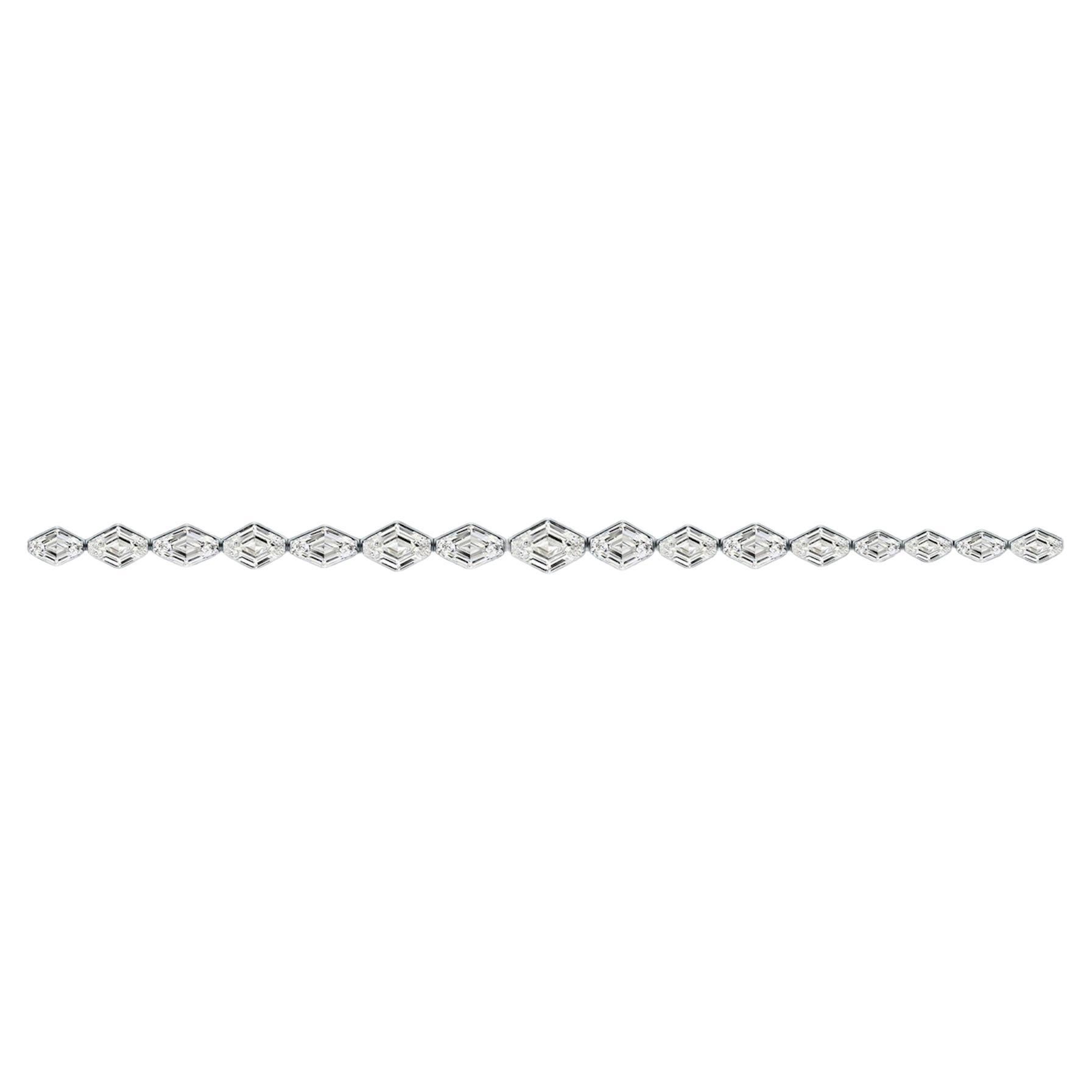 Emilio Jewelry Gia Certified .90 Carat Each Lozenge Cut Diamond Bracelet Layout