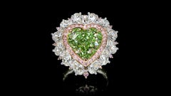 Emilio Jewelry Gia Certified 9.45 Carat Fancy Green Diamond Heart Ring