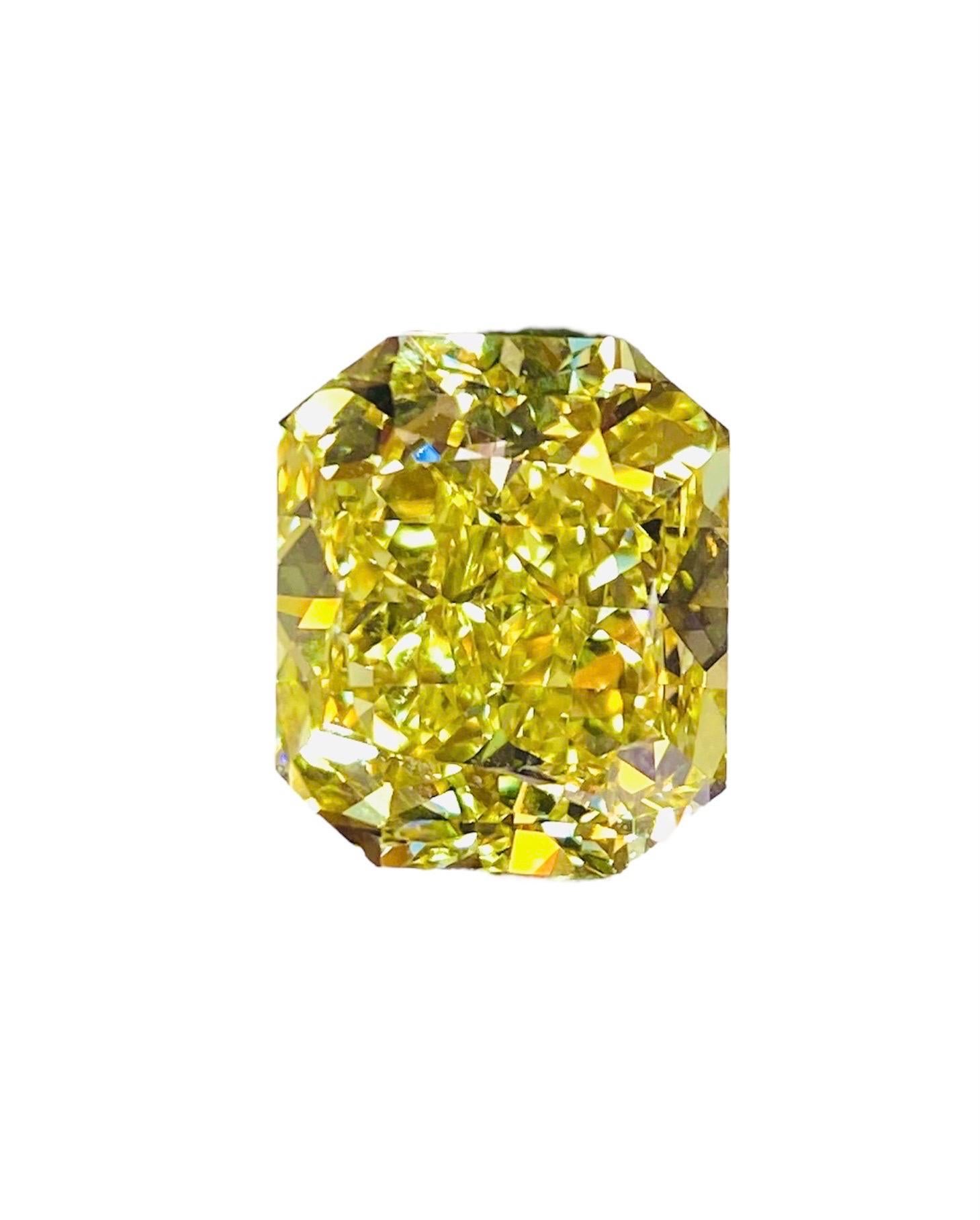 Women's or Men's Emilio Jewelry Gia Certified 9.95 Carat Fancy Intense Yellow Diamond Ring  For Sale