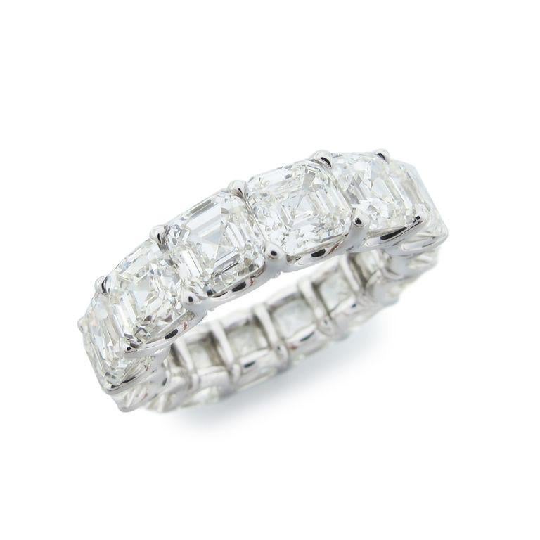 Emilio Jewelry Gia Certified Asscher Cut Diamond Eternity Band In New Condition For Sale In New York, NY