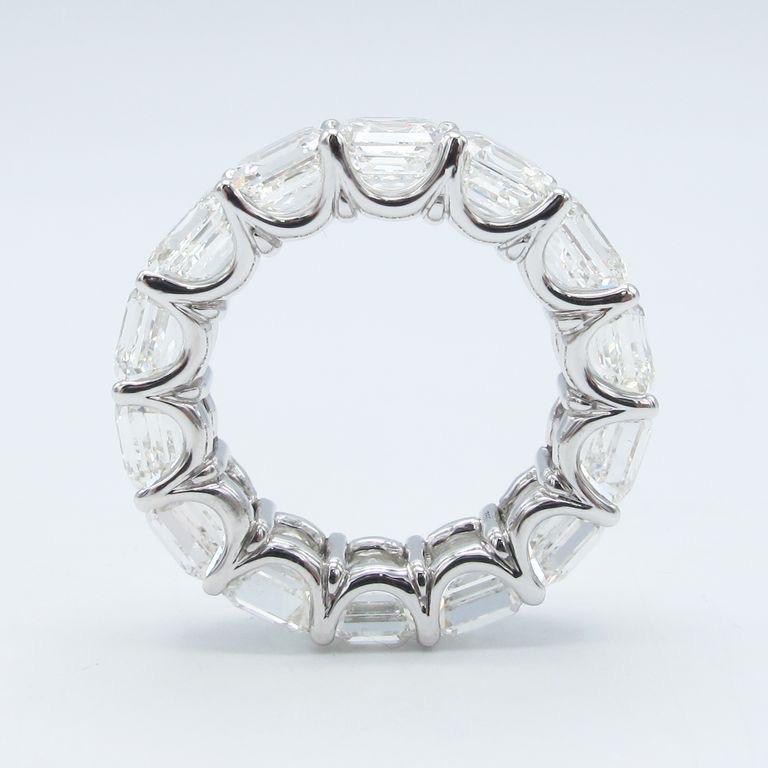 Women's or Men's Emilio Jewelry Gia Certified Asscher Cut Diamond Eternity Band For Sale